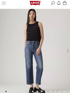 Levi's Dark Blue Ribcage Straight Ankle Jeans 27 EUC